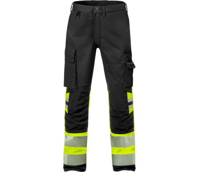 Koko: C44, Väri alkuperäinen: Neonkeltainen/Musta, Materiaali: 80 % polyesteri, 20 % puuvilla. 300 g/m². Stretch-kangas 91 % nailon, 9 % elastaani.   kuva