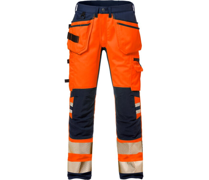 Koko: C44, Väri alkuperäinen: Neonoranssi/Tummansininen, Materiaali: 80 % polyesteri, 20 % puuvilla. 300 g/m². Stretch-kangas 91 % nailon, 9 % elastaani.   kuva