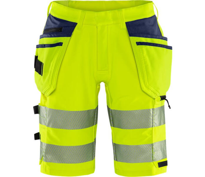 FRISTADS-Green high vis rakentajan stretch shortsit lk 2 2646 GSTP  kuva